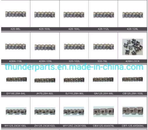 Chaîne De Moto en acier/Cadena De synchronisation/moteur/Traction/chaîne De distribution/pièces De rechange De Moto 25h/2X3/3X4/420/428/428h 530